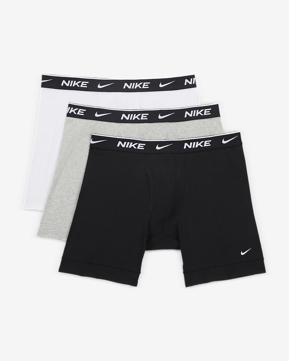 Nike Men s Dri Fit Essential Cotton Stretch Boxer Briefs 3 Pack Large White